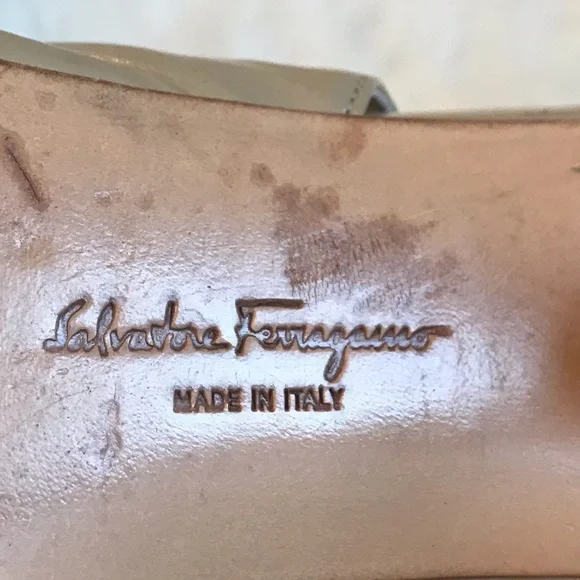 Ferragamo Slingback Leather Sandals Square Toe 6.5